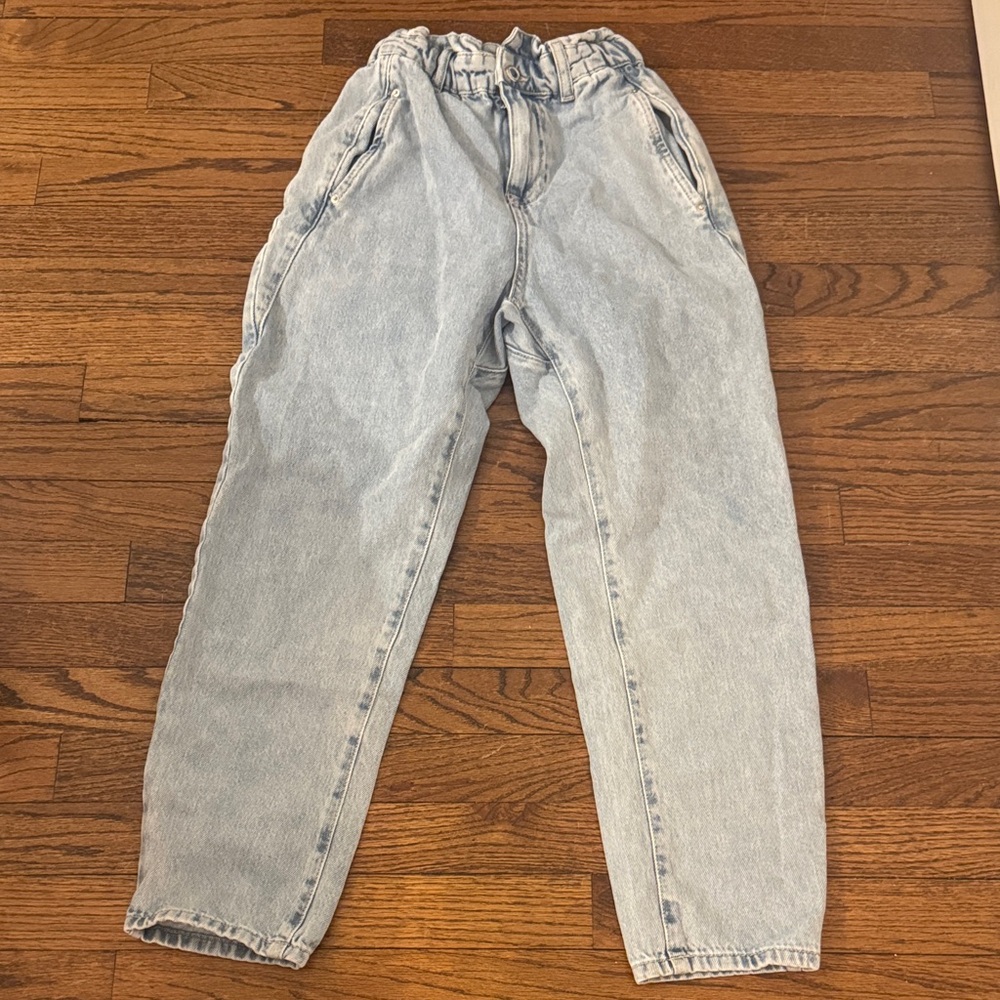 Zara Light Blue Paperbag Waist Denim Jeans